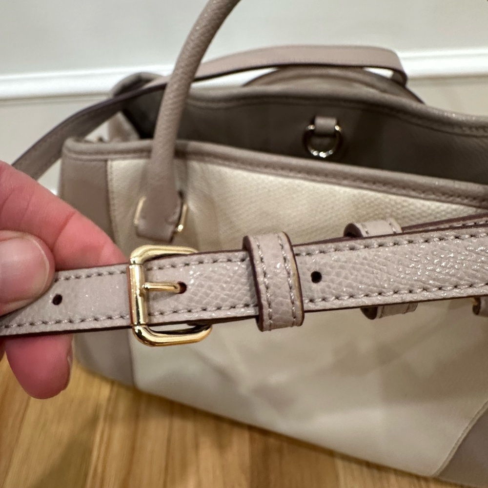 Coach Margot Beige Color Block Two-Tone Leather Satchel Shoulder Bag - Picture 14 of 16